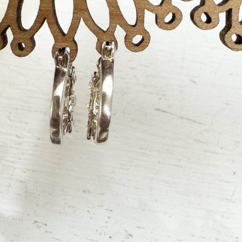 Vintage Sterling Silver 925 JCM Hinged Hoop Earrings - Picture 5 of 11
